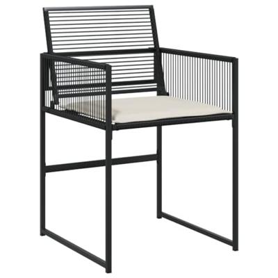 Tuinstoelen 4 st met kussens poly rattan zwart