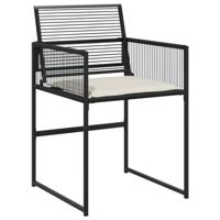 Tuinstoelen 4 st met kussens poly rattan zwart - thumbnail