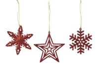10 stuks! Hanger Kerstbal plastic Kerst Lintje rood Decoris - Decoris - thumbnail