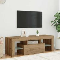 Tv-meubel met LED 120x36,5x40 cm bewerkt hout artisanaal eiken - thumbnail