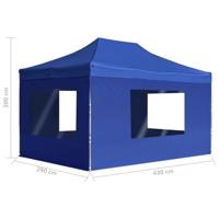 Partytent inklapbaar met wanden 4,5x3 m aluminium blauw - thumbnail