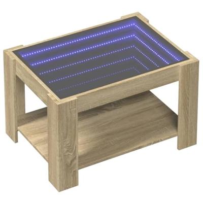 Salontafel met LED 73x53x45 cm bewerkt hout sonoma eikenkleurig Salontafel met LED 73x53x45 cm bewerkt hout sonoma eikenkleurig