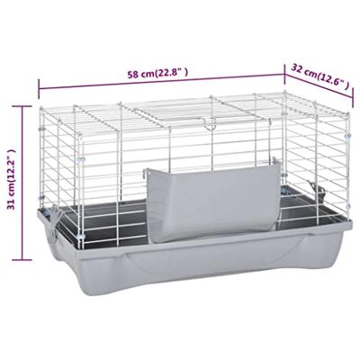 VidaXL Dierenhok kleine dieren 58x32x31 cm polypropeen en metaal grijs