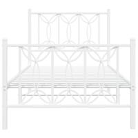 Bedframe met hoofd- en voeteneinde metaal wit 75x190 cm - thumbnail