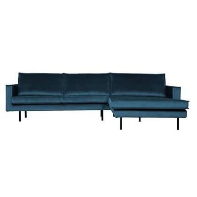 WOOOD Loungebank 'Rodeo' Rechts, Velvet, kleur Blauw