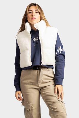 Malelions Cropped Sherpa Bodywarmer Dames Gebroken Wit - Maat M - Kleur: Wit | Soccerfanshop