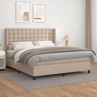 Boxspring met matras kunstleer cappuccinokleurig 160x200 cm - thumbnail