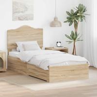 Bedframe met hoofdeinde Sonoma Eiken 90 x 190 cm Bewerkt hout - thumbnail