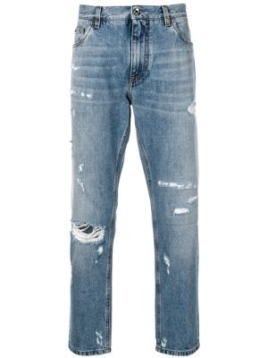Dolce & Gabbana distressed tapered jeans - Blue
