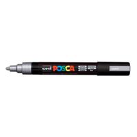 Uni-Posca Posca marker, afm pc-5m, lijndikte 2,5 mm, medium, zilver, 1 stuk - thumbnail