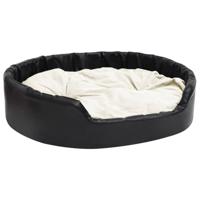 VidaXL Hondenmand 99x89x21 cm pluche en kunstleer zwart en beige - thumbnail