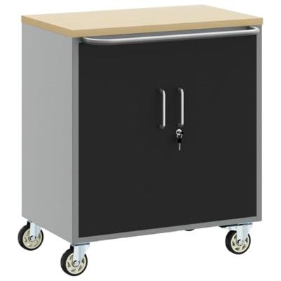 VidaXL Werkbank met plank met wiel zwart en grijs 75 x 45 x 85 cm VidaXL Werkbank met plank met wiel zwart en grijs 75 x 45 x 85 cm