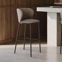 Kave Home Barstoel 'Ciselia' Chenille (zithoogte 65cm), kleur lichtbruin - thumbnail