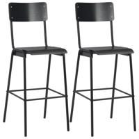 VidaXL Barstoelen 2 st massief multiplex staal zwart - thumbnail