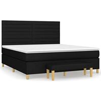 Boxspring met matras stof zwart 160x200 cm - thumbnail