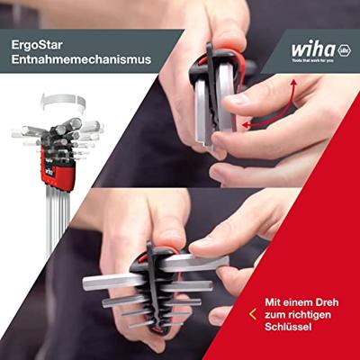 Wiha Stiftsleutelset | in ErgoStar houder | Zeskantkogelkop | MagicRing | 10-delig | mat verchroomd | in blister - 43851 - 43851