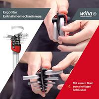 Wiha Stiftsleutelset | in ErgoStar houder | Zeskantkogelkop | MagicRing | 10-delig | mat verchroomd | in blister - 43851 - 43851 - thumbnail