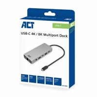 ACT AC7095 laptop dock & poortreplicator Bedraad USB 3.2 Gen 1 (3.1 Gen 1) Type-C Grijs - thumbnail