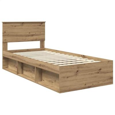 Bedframe Ambachtelijk eiken 90 x 200 cm Bewerkt hout