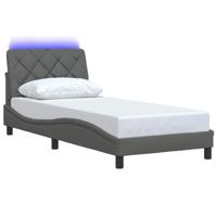 Bedframe met LED zonder matras 80x200 cm stof donkergrijs - thumbnail