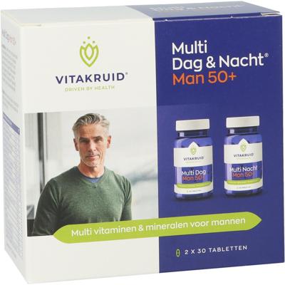 Vitakruid Multi Dag & Nacht Man 50+ 100% Vegan 2 x 30 60 Tabletten