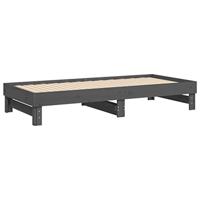Slaapbank uitschuifbaar massief grenenhout grijs 2x(90x200) cm - thumbnail