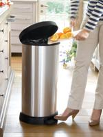 Curver pedaalemmer decobin ovaal 40l zilver - thumbnail