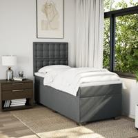 Boxspring met matras stof donkergrijs 90x200 cm - thumbnail