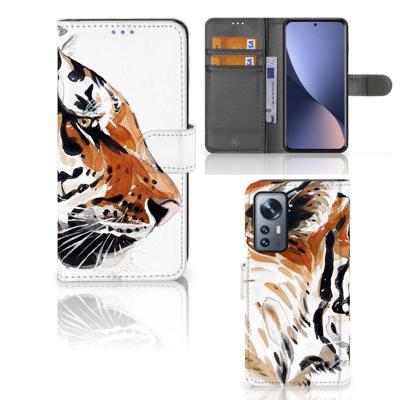 Hoesje Xiaomi 12 | 12X Watercolor Tiger | Portemonnee hoesje