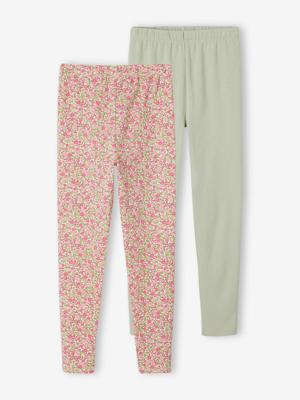 Set van 2 Basics meisjesleggings saliegroen Set van 2 Basics meisjesleggings saliegroen