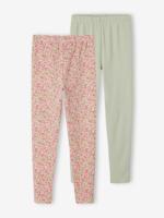 Set van 2 Basics meisjesleggings saliegroen - thumbnail