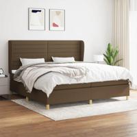 Boxspring met matras stof donkerbruin 200x200 cm - thumbnail