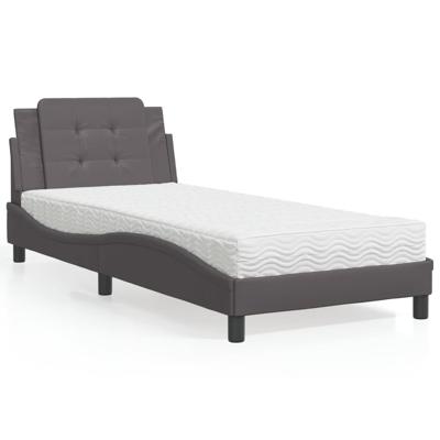Bed met matras kunstleer grijs 100x200 cm