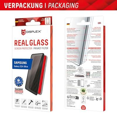 DISPLEX Privacy Full Cover Tempered Glass (10H) for Samsung Galaxy S24 Ultra, Eco Mounting Frame, Privacy Filter, Tempered Glass, Scratch-Resistant Protective Film, Case-Friendly