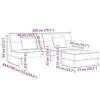 Slaapbank 2-zits met voetenbank stof lichtgrijs - thumbnail