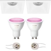 Pragmi Pollon Pro - Inbouw Vierkant - Mat Wit - Verdiept - 82mm - Philips Hue - LED Spot Set GU10 - White and Color Ambiance - Bluetooth - thumbnail