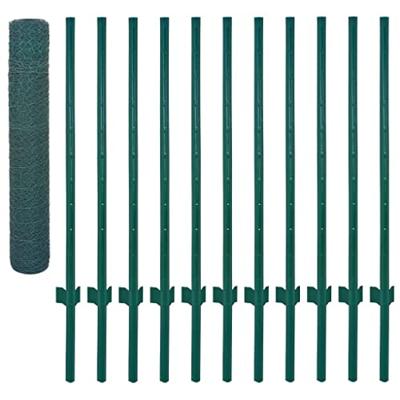 VidaXL Draadgaashek met palen 25x1 m staal groen