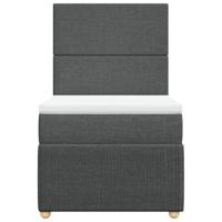 Boxspring met matras stof donkergrijs 90x190 cm - thumbnail
