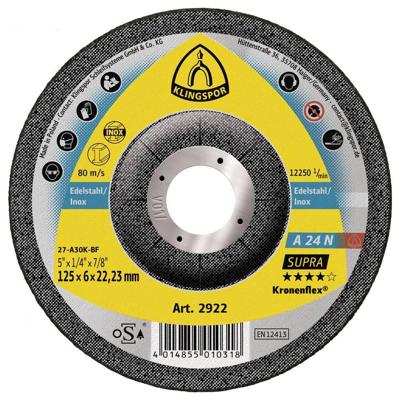 Klingspor 2922 A 24 N Supra Afbraamschijf Diameter 125 mm Boordiameter 22.23 mm RVS 10 stuk(s)