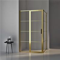 BWS Douchecabine Frame 120x100 cm 8 mm NANO Glas Geborsteld Messing Goud - thumbnail