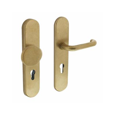 Intersteel Veiligheidsbeslag SKG3 ovaal profielcilindergat 72mm messing getrommeld voordeurbeslag