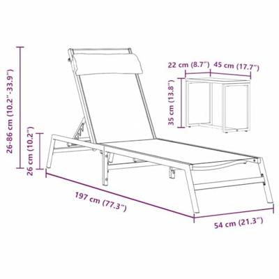 Ligstoelen met tafel 3 pcs Zwart en antraciet 197 x 54 x 86 cm