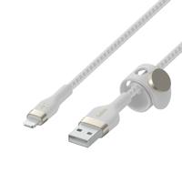 Belkin BoostCharge Pro Flex gevlochten USB Type A/Lightning-kabel (1 m), MFi-gecertificeerde laadkabel voor iPhone 14/14 Plus, 13, 12, Pro, Max, mini, SE, iPad en meer – Wit - thumbnail