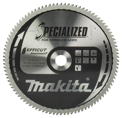 Makita Afkortzaagblad voor Aluminium | Efficut | Ø 305mm Asgat 30mm 96T - E-13312