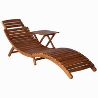 VidaXL Ligbed met tafel massief acaciahout bruin - thumbnail