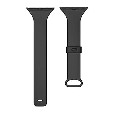 By Qubix - TPU Slim Fit bandje - Zwart - Compatible met Apple Watch 44mm / 45mm / 46mm / 49mm - Compatible Apple watch bandjes