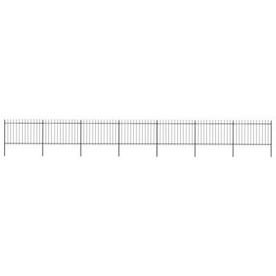 Tuinhek met speren bovenkant 11,9x1,2 m staal zwart