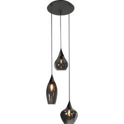 Highlight HanglampCambio zwart 3-lichts smoke glas - H5857.01