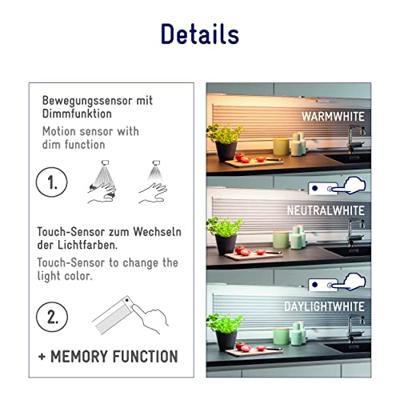 Müller-Licht Cassia Sensor LED-onderbouwlamp LED LED vast ingebouwd 8 W Warmwit, Neutraalwit, Daglichtwit Wit Müller-Licht Cassia Sensor LED-onderbouwlamp LED LED vast ingebouwd 8 W Warmwit, Neutraalwit, Daglichtwit Wit