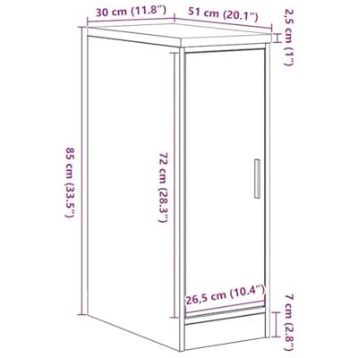 Garagekast 30x51x85 cm massief grenenhout gerookt eiken